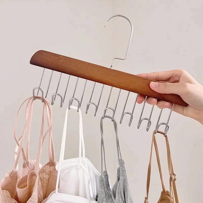 Móc Gỗ Treo Đồ Lót Đa Năng HoangNam Living – Giá Treo Áo Ngực, Cà Vạt, Thắt Lưng, Phụ Kiện Cao Cấp (8 Nhánh)