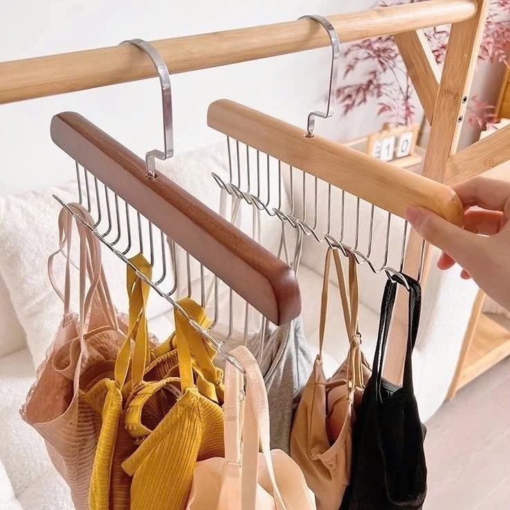 Móc Gỗ Treo Đồ Lót Đa Năng HoangNam Living – Giá Treo Áo Ngực, Cà Vạt, Thắt Lưng, Phụ Kiện Cao Cấp (8 Nhánh)