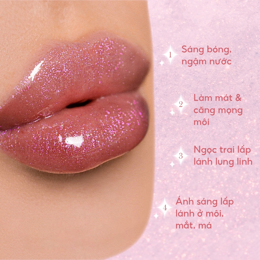 FelinWel - Son Bóng Lấp Lánh Dưỡng Ẩm, Bóng Rực Rỡ Không Dính, Kết Cấu Tươi Mát Có Thể Layering, 3 Sắc Thái