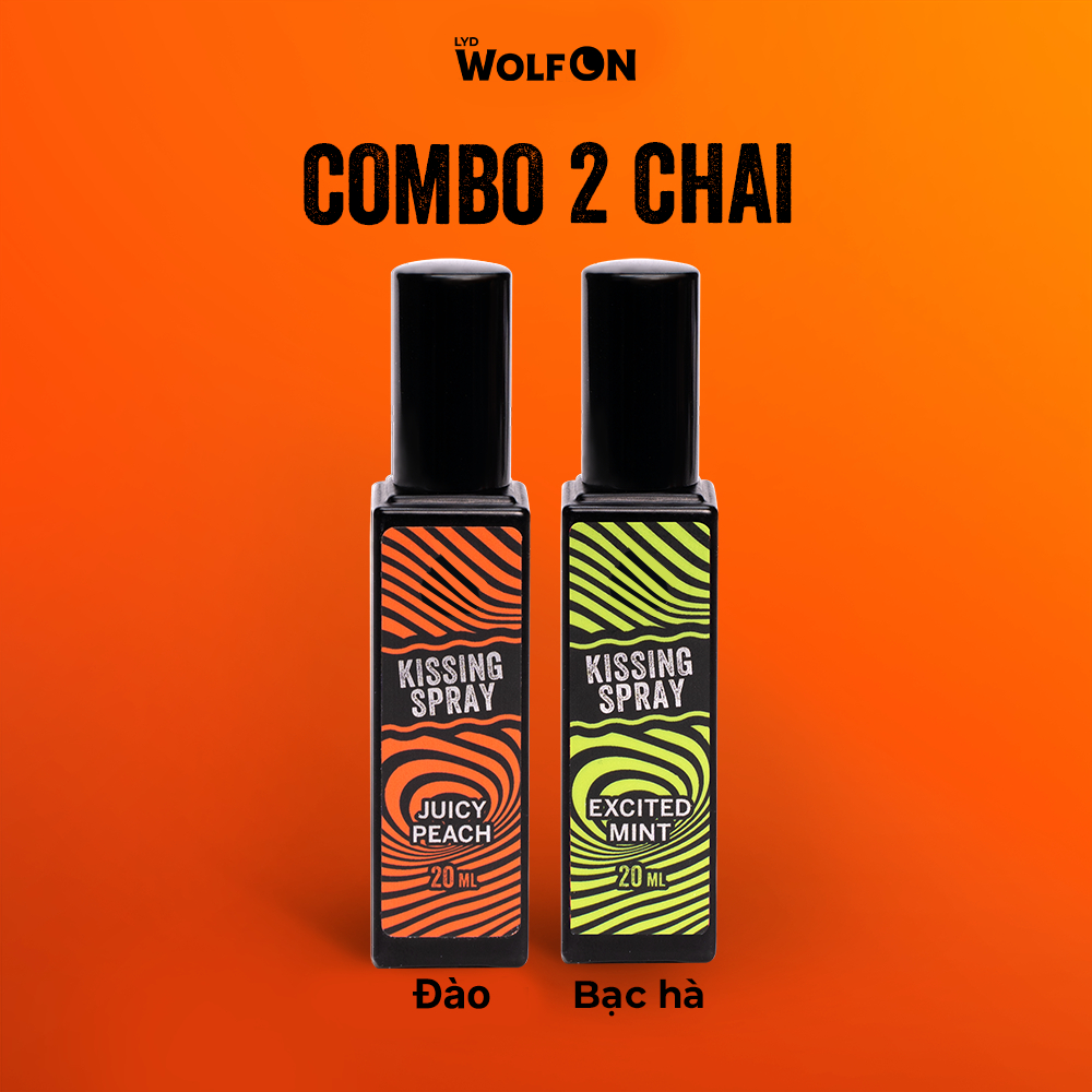 Combo Kissing Spray Vị Dưa Hấu, Đào, Bạc Hà LYD Wolf On, Xịt Thơm Miệng, Vị The Mát Tự Nhiên 20ml
