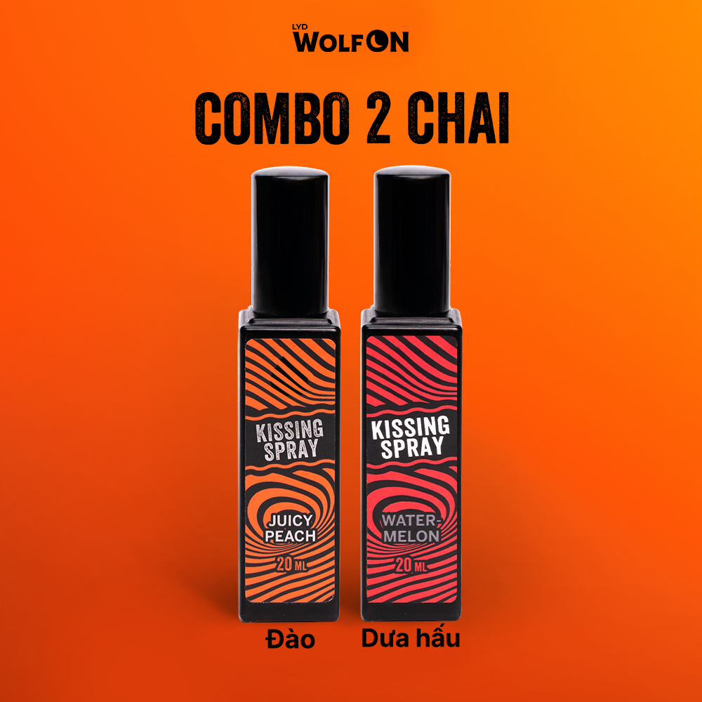 Combo Kissing Spray Vị Dưa Hấu, Đào, Bạc Hà LYD Wolf On, Xịt Thơm Miệng, Vị The Mát Tự Nhiên 20ml