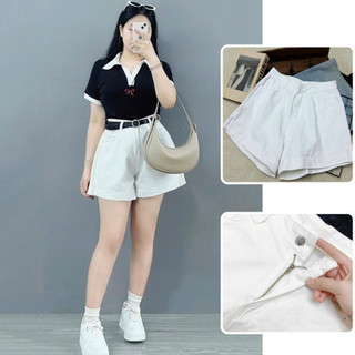 Quần Đùi Bigsize Nữ Cạp Cao Năng Động Mùa Hè Đi Chơi Chất Jean/Denim/Kaki Cho Chubby Q559/J6