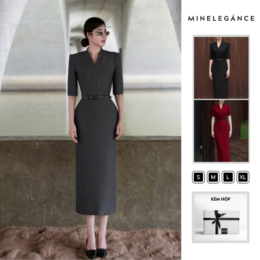 MINELEGÁNCE | VÁY CỔ TIM DÁNG DÀI, SANG TRỌNG, THANH LỊCH - MIN65