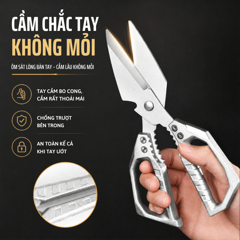 Kéo Cắt Đa Năng MIKA Không Gỉ Cắt Xương Gà Vịt Rau Củ Dễ Dáng Bền Bỉ