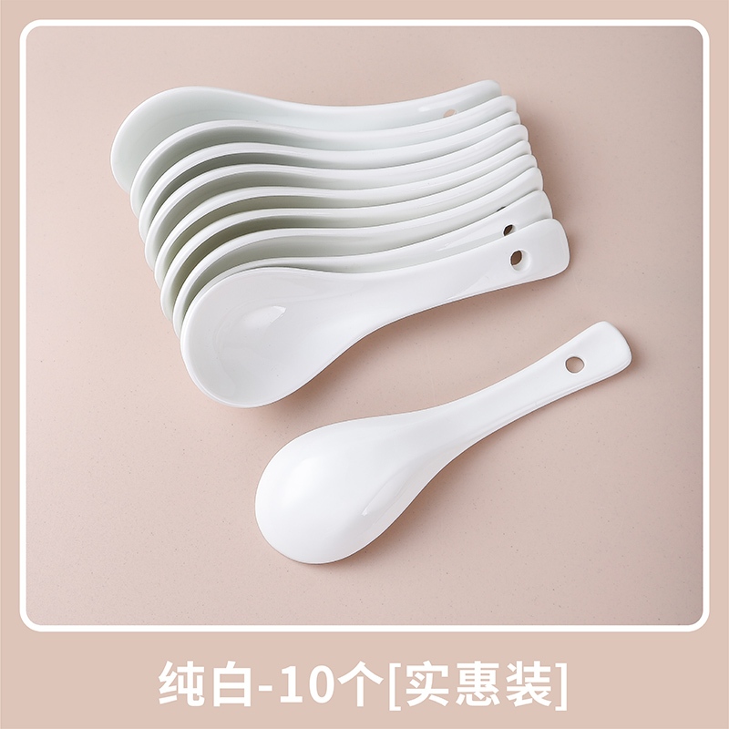 Combo 10 Thìa ăn súp phở chất liệu sứ trắng đẹp và an toàn