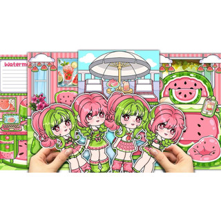 Đồ chơi bóc dán nhà cô gái dưa hấu 🍉 watermelon - búp bê giấy Gacha Pighandmade