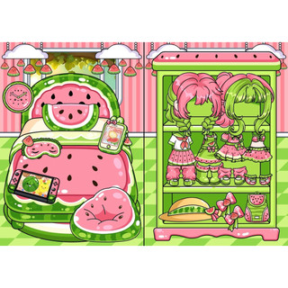Đồ chơi bóc dán nhà cô gái dưa hấu 🍉 watermelon - búp bê giấy Gacha Pighandmade