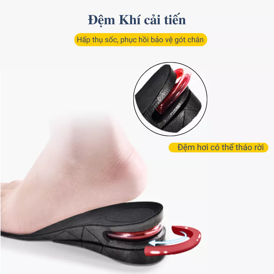 02 Miếng Lót Giày Độn Đế Tăng Chiều Cao (Loại 3cm,5cm,7cm,9cm Đệm Khí)