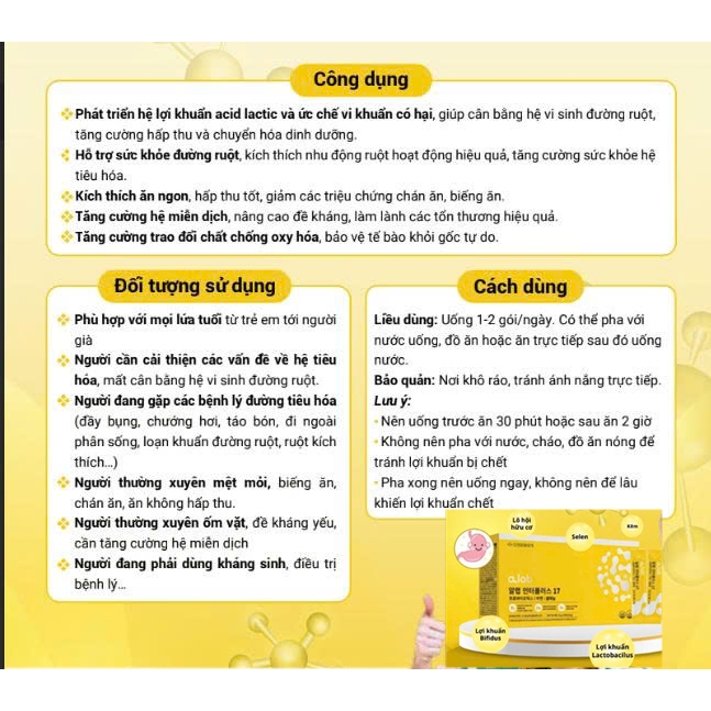 Men Vi Sinh Cao Cấp Alab Interplus 17 Kjm Aloe hàm lượng lợi khuẩn cao  300,000,000CFU dạng gói pha | Shopee Việt Nam