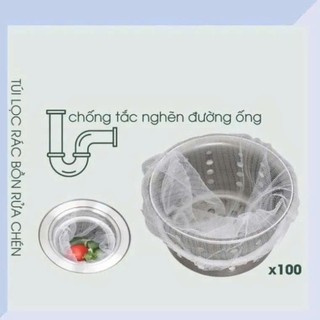 Túi Lọc Rác Bồn Rửa Chén Bát, Túi Bọc Rác Co Giãn, Thoát Nước Nhanh, Siêu Dai, Combo 10 Túi 1000 Cái