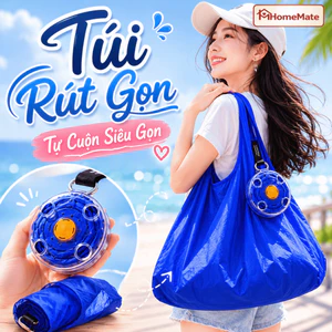 Túi Đi Chợ Rút Gọn HomeMate Tự Cuộn Thông Minh, Túi Mua Sắm Tái Sử Dụng Chống Nước Đi Siêu Thị Du Lịch Tiện Lợi