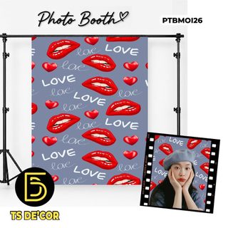 Mẫu Nền Chụp ảnh Photobooth BACKGROUND HÌNH MÔI Hàn Quốc Siêu Chill hút khách có đục lỗ treo