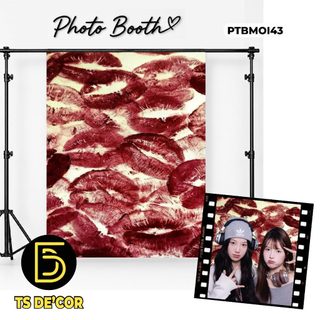 Mẫu Nền Chụp ảnh Photobooth BACKGROUND HÌNH MÔI Hàn Quốc Siêu Chill hút khách có đục lỗ treo