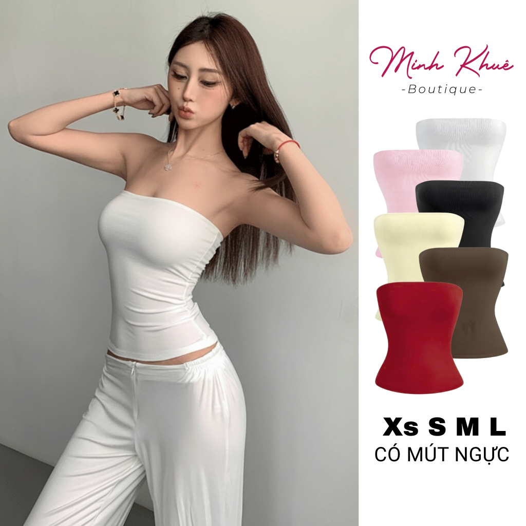 [Mở Bán] Áo Ống Dáng Dài Có Mút Ngực Thun Borip Lụa DD12 Áo Quây Ôm Body, Mềm Mịn, Co Giãn Trendy Minh Khuê Boutique