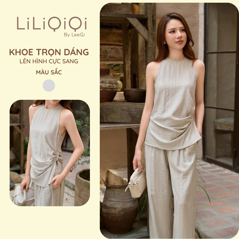 Set Đồ Bộ Thiết Kế Sát Nách Với Chất Đũi Mềm Mại Giúp Che Khuyết Điểm Phù Hợp Với Nhiều Dịp LiLiQiQi by LeeGi- AQ03
