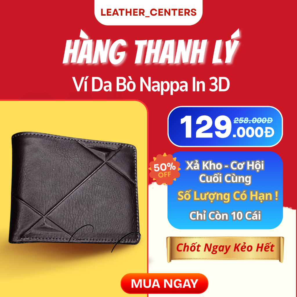 Ví Da Bò Nappa In 3D, Có Ngăn Ẩn, Ngăn Đựng Thẻ Và Giấy Tờ Quan Trọng, Có Dáng Đứng Và Dáng Ngang