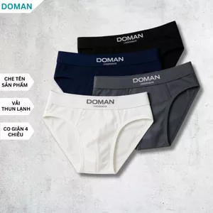 Quần sịp nam tam giác DOMAN combo 4 quần lót chất vải thun lạnh co giãn đa chiều thấm hút mồ hôi