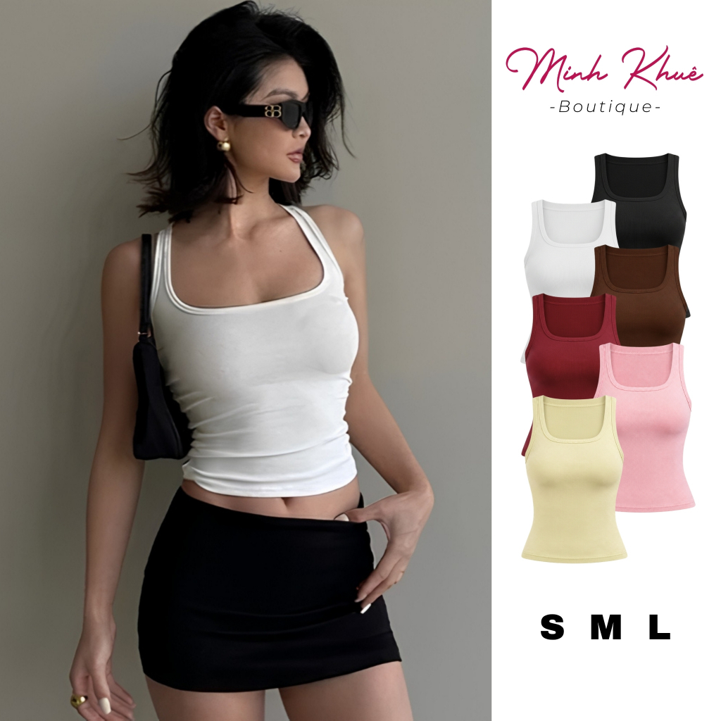 Áo Thun Nữ Sát Nách Bản To Tanktop Dáng Dài DD16 Thun Borip Lụa Mềm Mịn Co Giãn Basic Trendy Minh Khuê Boutique