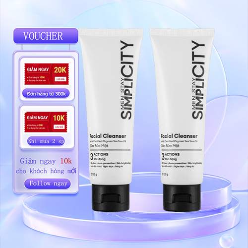 Sữa rửa mặt nam Men Stay Simplicity 3 tác động giúp sạch dầu nhờn hỗ trợ ngừa mụn sáng da 100g