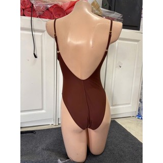 Bikini 1 mảnh đi biển kín đáo nữ, màu nâu kín đáo, che khuyết điểm tốt không đệm ngực hàng VNXK