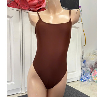 Bikini 1 mảnh đi biển kín đáo nữ, màu nâu kín đáo, che khuyết điểm tốt không đệm ngực hàng VNXK