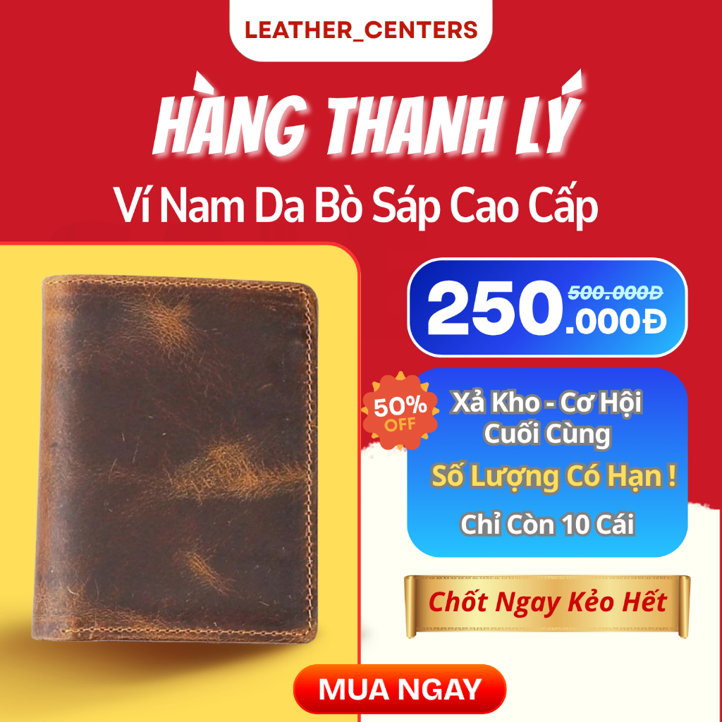 Ví Nam Da Bò Sáp Cao Cấp Dáng Đứng/Ngang - Bóp Nam Siêu Bền, Tặng Hộp Sang Trọng, Dùng Làm Quà Tặng