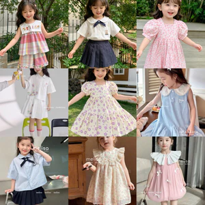 Set váy và váy đầm bé gái cao cấp mùa hè MLS J&J Luca, chất liệu mềm mát, thiết kế xinh, size 13-45kg