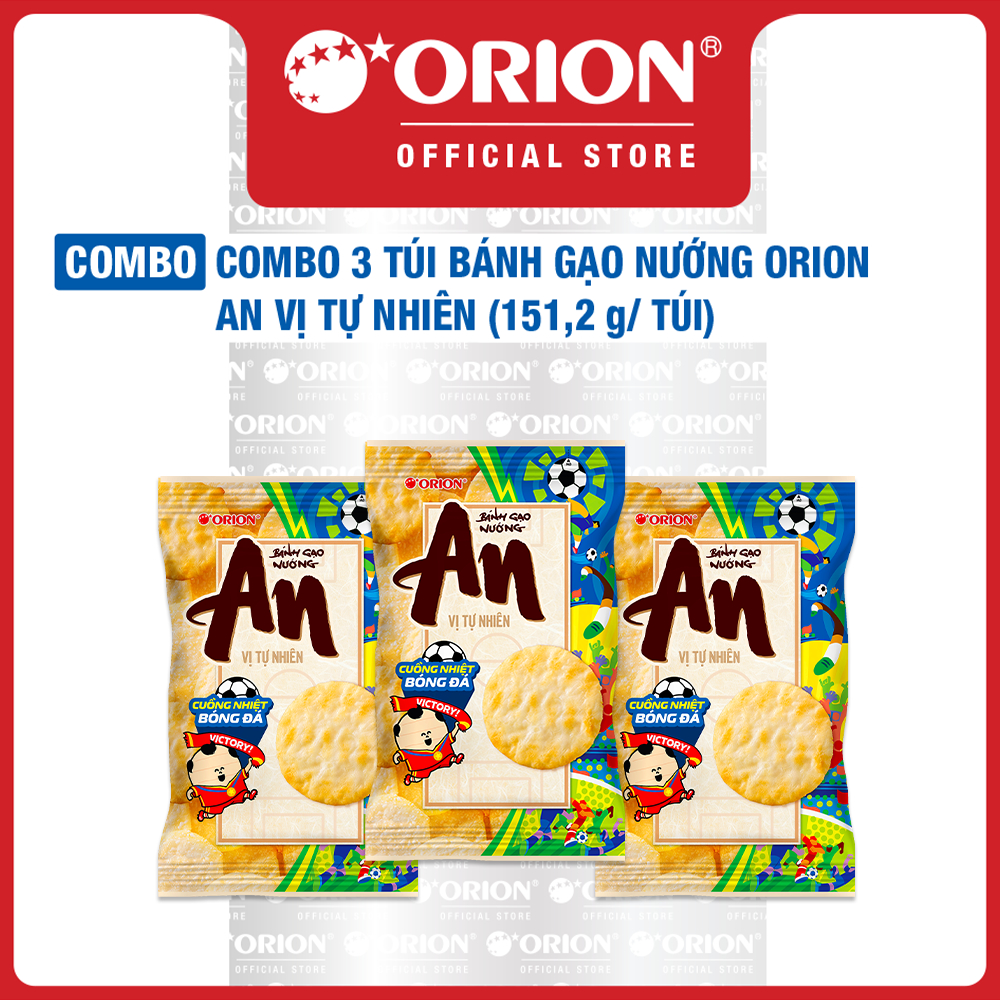 Combo 3 Túi Bánh Gạo Nướng Orion An Vị Tự Nhiên 151,2g/Túi