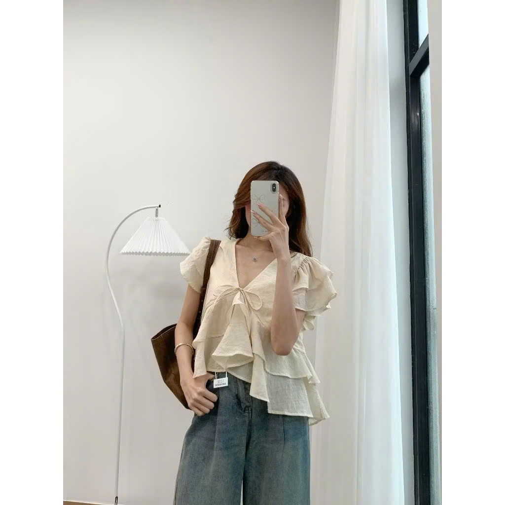 [ SẴN HÀNG ] Áo Babydoll Kiểu Nữ Nhiều Tầng Bồng Xoè Đuôi Cá Cổ V Mùa Hè KA836 - BST HÈ CHIOCO