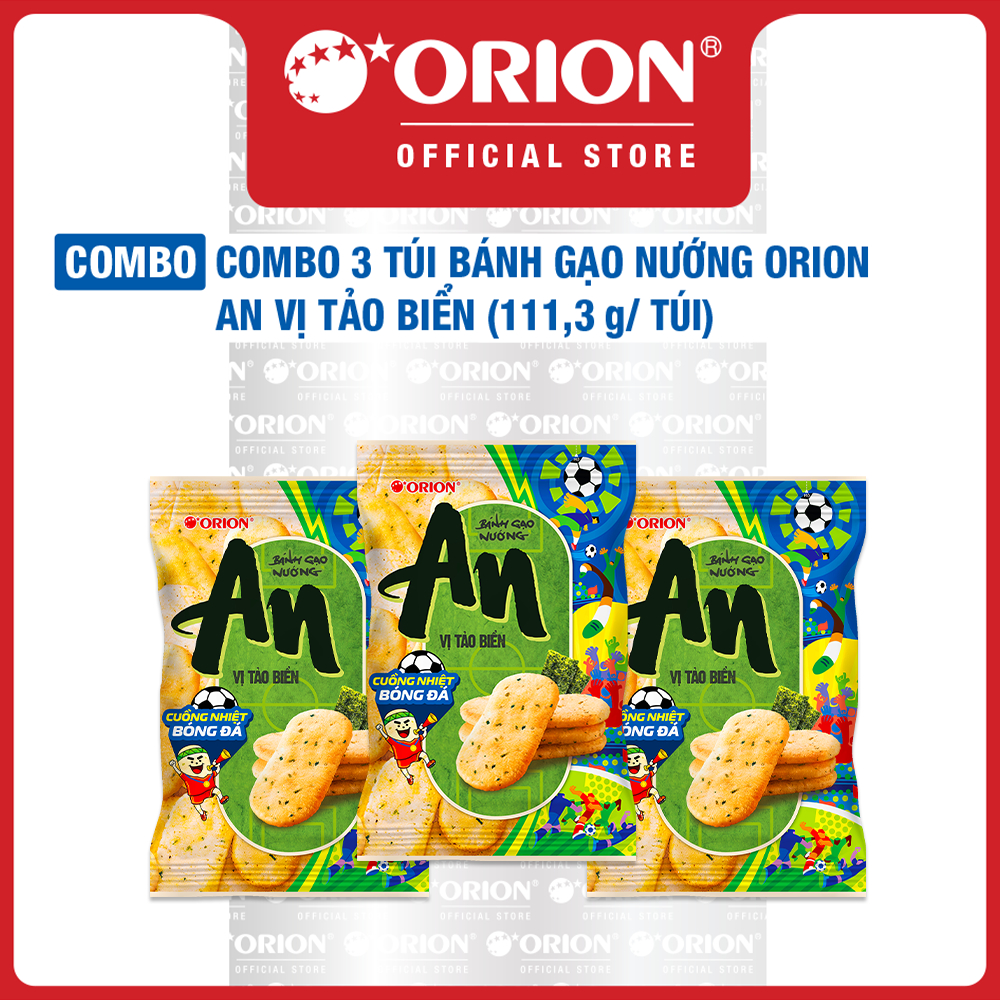 Combo 3 Túi Bánh Gạo Nướng An Orion vị Tảo Biển 111.3g/Túi