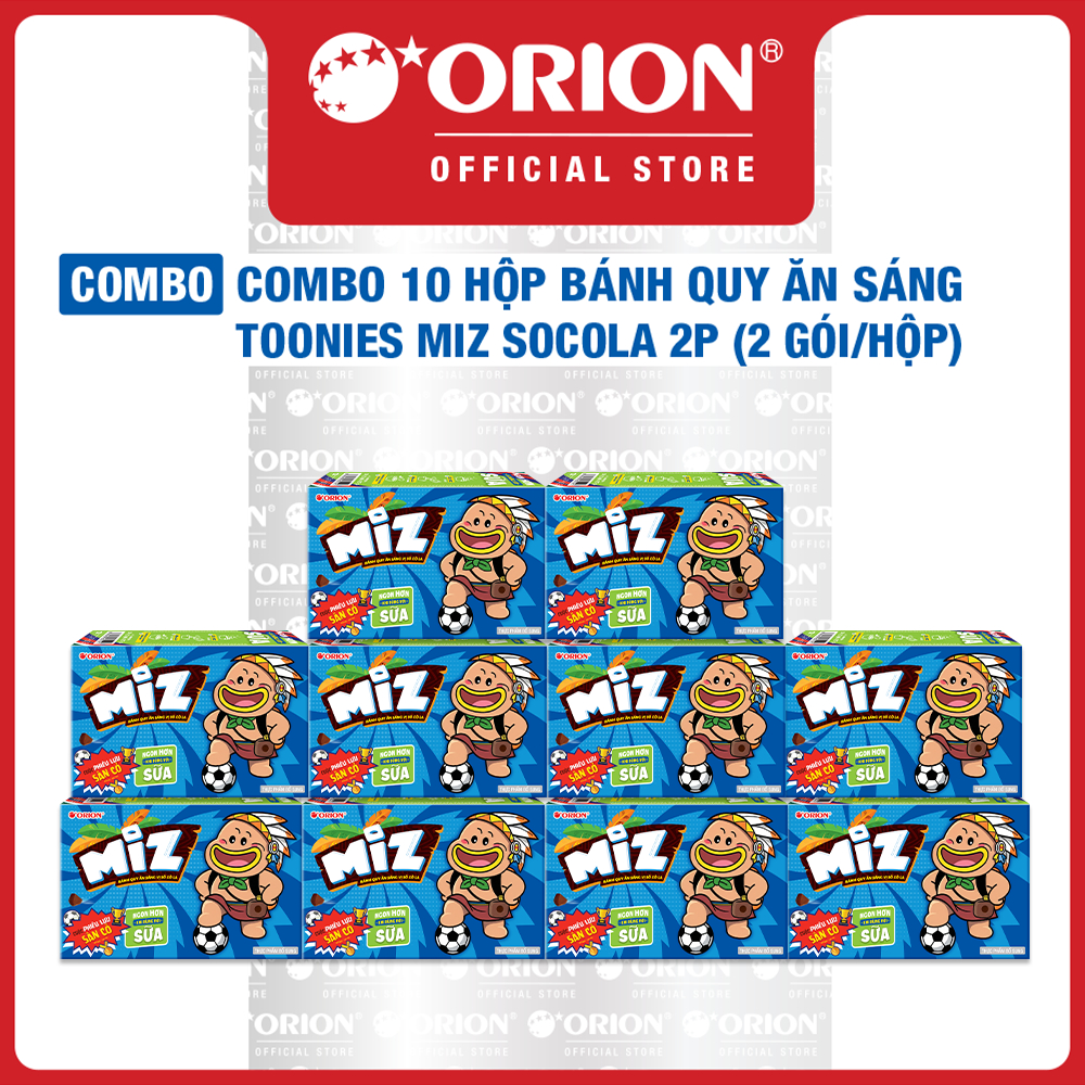 Combo 10 Hộp Bánh Quy Ăn Sáng Toonies Miz Socola 2P (2 Gói/Hộp)