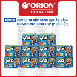 Combo 10 Hộp Bánh Quy Ăn Sáng Toonies Miz Socola 2P (2 Gói/Hộp)