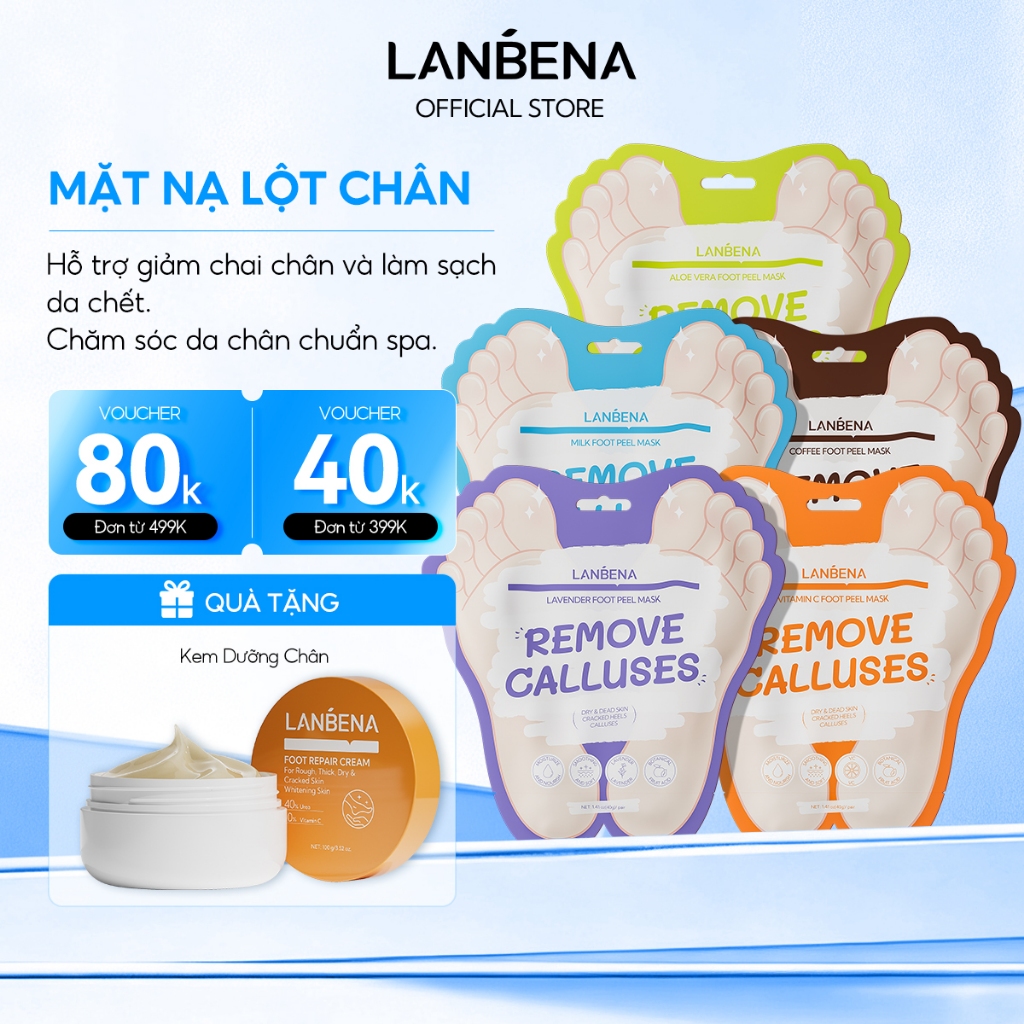 LANBENA 5PCS Mặt nạ lột chân (40g)- hoa oải hương tẩy da chết triệt để giảm nếp nhăn cho da mịn màng Foot Care