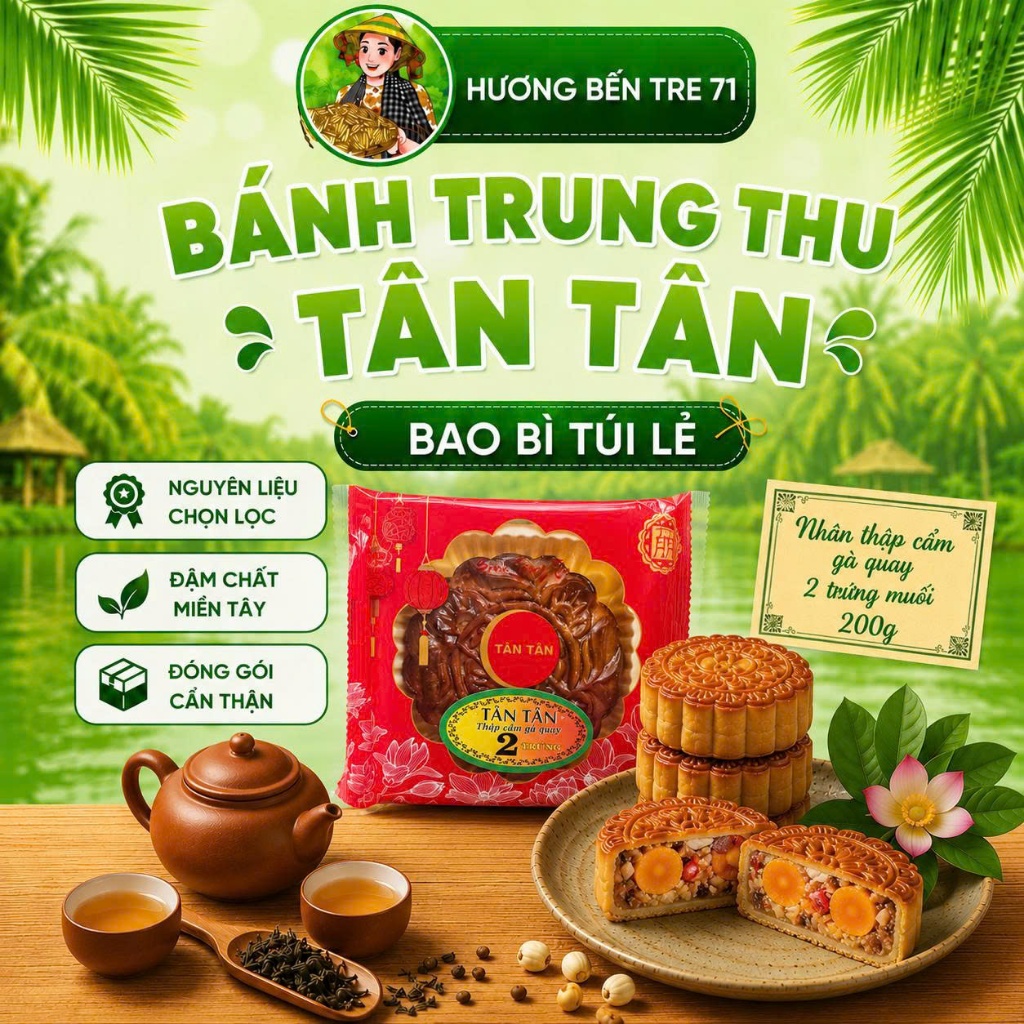 Bánh Trung Thu TTân Tân Gà Quay 200gr/2 trứng muối