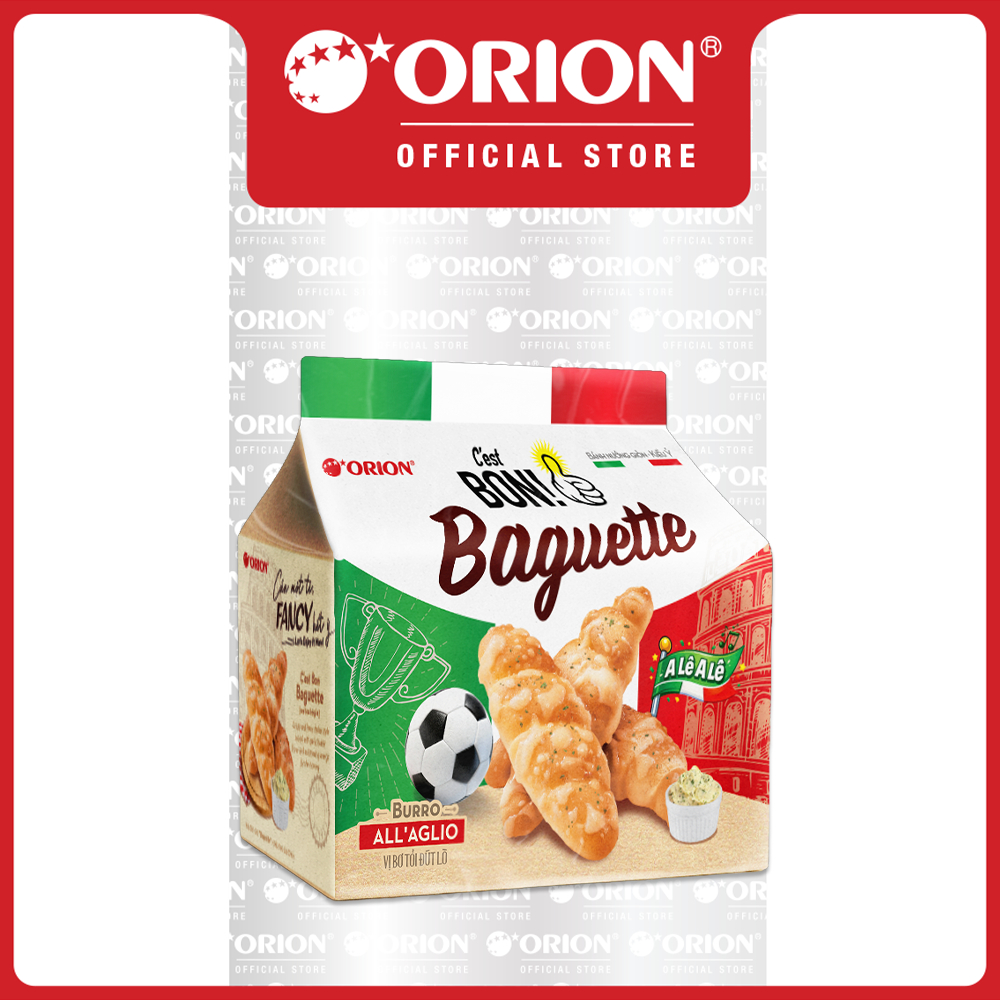 Combo 5 Túi Bánh Nướng Giòn C'est Bon Orion Baguette Vị Bơ Tỏi Đút Lò (5 gói/Túi)