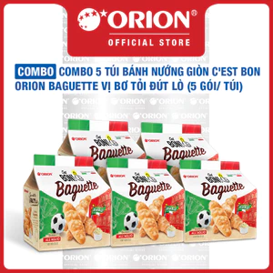 Combo 5 Túi Bánh Nướng Giòn C'est Bon Orion Baguette Vị Bơ Tỏi Đút Lò (5 gói/Túi)