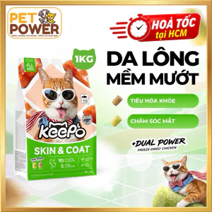 Hạt Mèo Keepo K1 1KG Vị Gà & Cá Hồi - Giàu Omega 3, Đẹp Da Mượt Lông, Hỗ Trợ Tiêu Hóa, Tăng Cường Thị Lực Cho Mèo