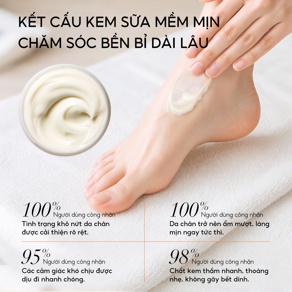 LANBENA Kem dưỡng chân (100g) giúp dưỡng ẩm, làm mềm, dưỡng sáng, làm dịu, tái tạo nuôi dưỡng da chân mịn màng