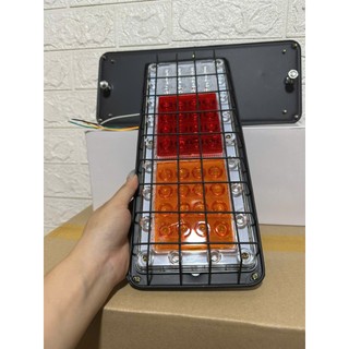 Đèn hậu lồng sắt xe tải xe ben điện dùng chung 12 và 24v