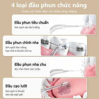 kawu Máy Tăm Nước mini 4 Đầu Phun Chống nước IPX7 Tia nước mạnh bình nước thiết kế co rút gọn