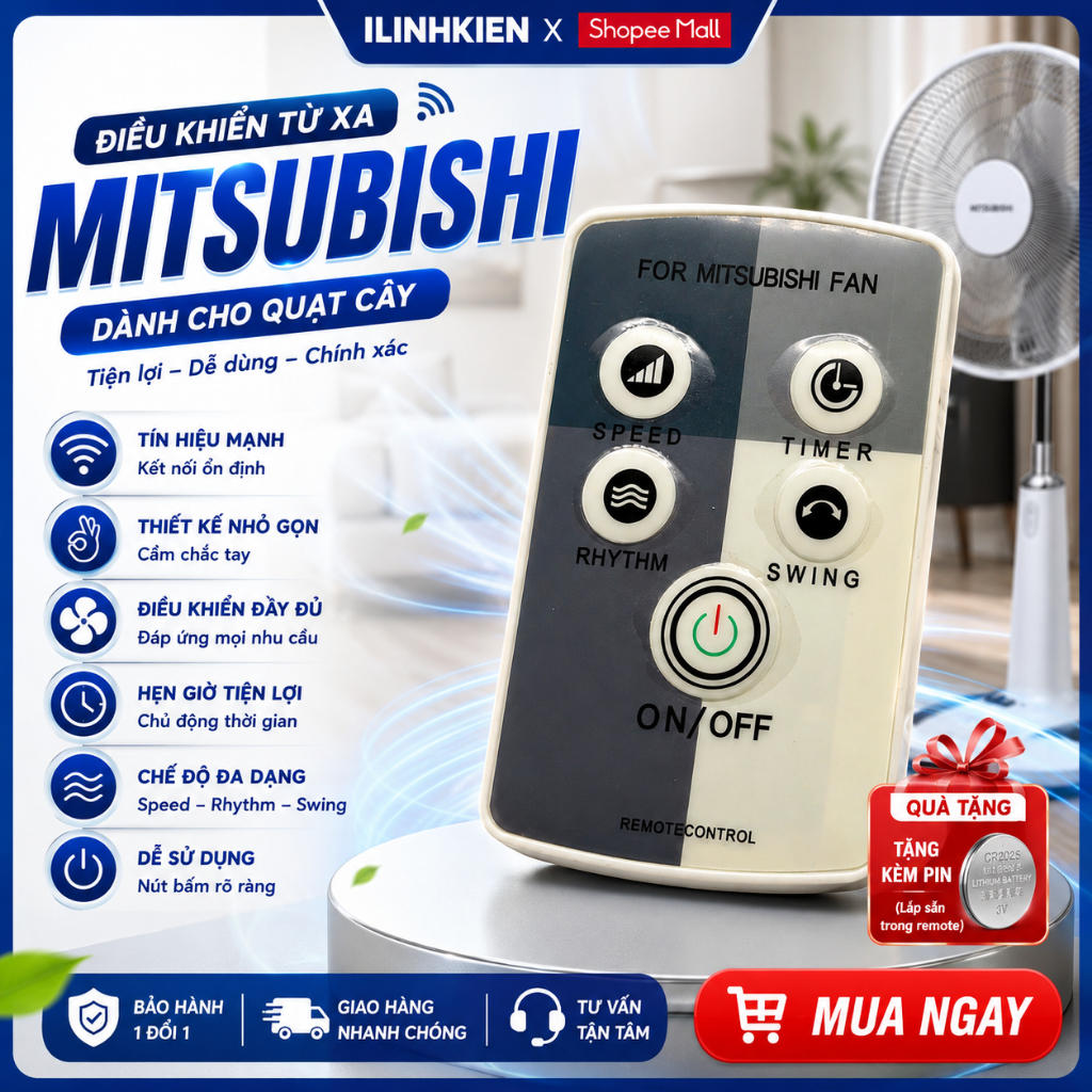Điều Khiển Quạt Mitsubishi Remote Cho Quạt Cây Chính Hãng ILinhkien