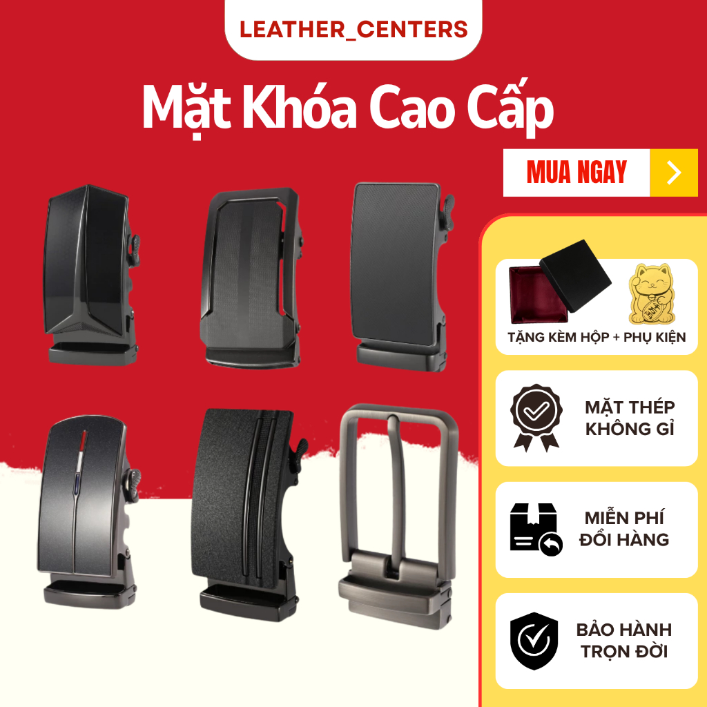 Khoá thắt lưng nam [Nhiều mẫu] 3.5 cm. Kim Loại Đúc + Khóa Tự Động