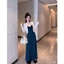 Set Bộ Nữ Vải Thun Gân Gồm Váy Hai Dây Dáng Dài Họa Tiết Tim Nhỏ Phối Viền Ren Cùng Áo Khoác Lửng
