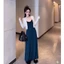 Set Bộ Nữ Vải Thun Gân Gồm Váy Hai Dây Dáng Dài Họa Tiết Tim Nhỏ Phối Viền Ren Cùng Áo Khoác Lửng