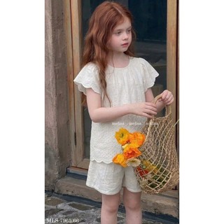[B&G] Sét bộ thêu hoa áo cánh tiên kèm quần đùi trắng mùa hè mềm mát mẻ cho bé gái từ 10-45kg