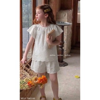 [B&G] Sét bộ thêu hoa áo cánh tiên kèm quần đùi trắng mùa hè mềm mát mẻ cho bé gái từ 10-45kg