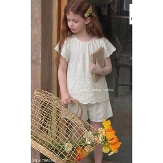 [B&G] Sét bộ thêu hoa áo cánh tiên kèm quần đùi trắng mùa hè mềm mát mẻ cho bé gái từ 10-45kg