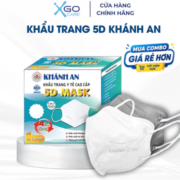 Khẩu trang y tế 5D Mask 4 lớp Khánh An hộp 30 cái khẩu trang trắng chống bụi mịn chống nắng cho người lớn