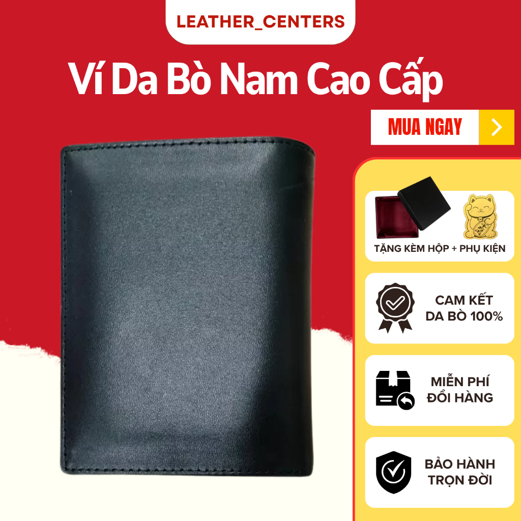 Ví Nam Da Bò Thật 100% Tặng Kèm Hộp, Bóp Da Nam Kiểu Đứng, Sang Trọng, Hợp Thời Trang | DUNGBO