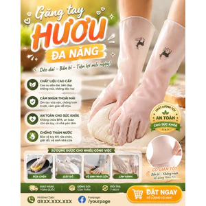 Găng tay lau dọn cao su ngắn CON HƯƠU size L